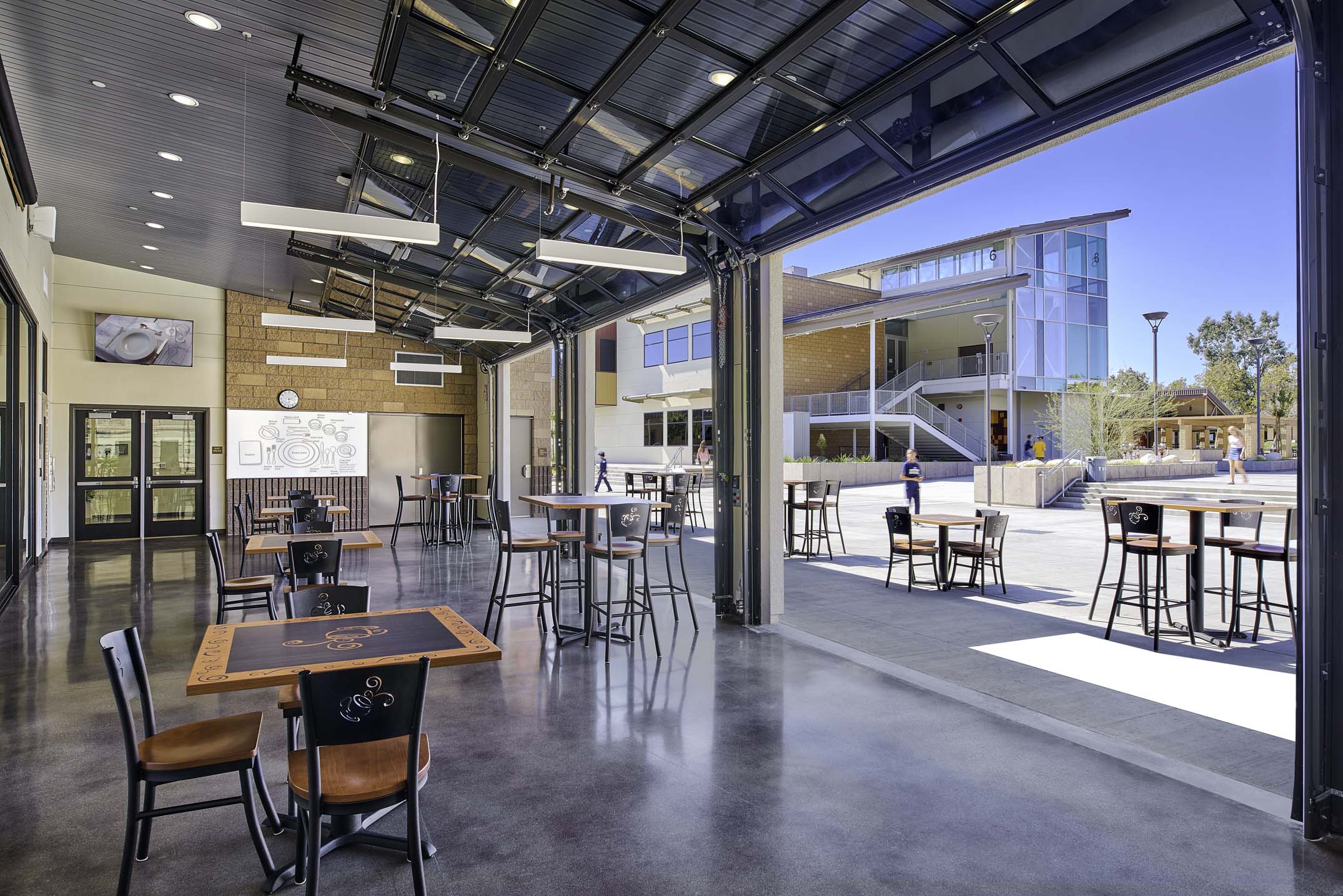 Indoor and outdoor eating area at Temecula Valley High School