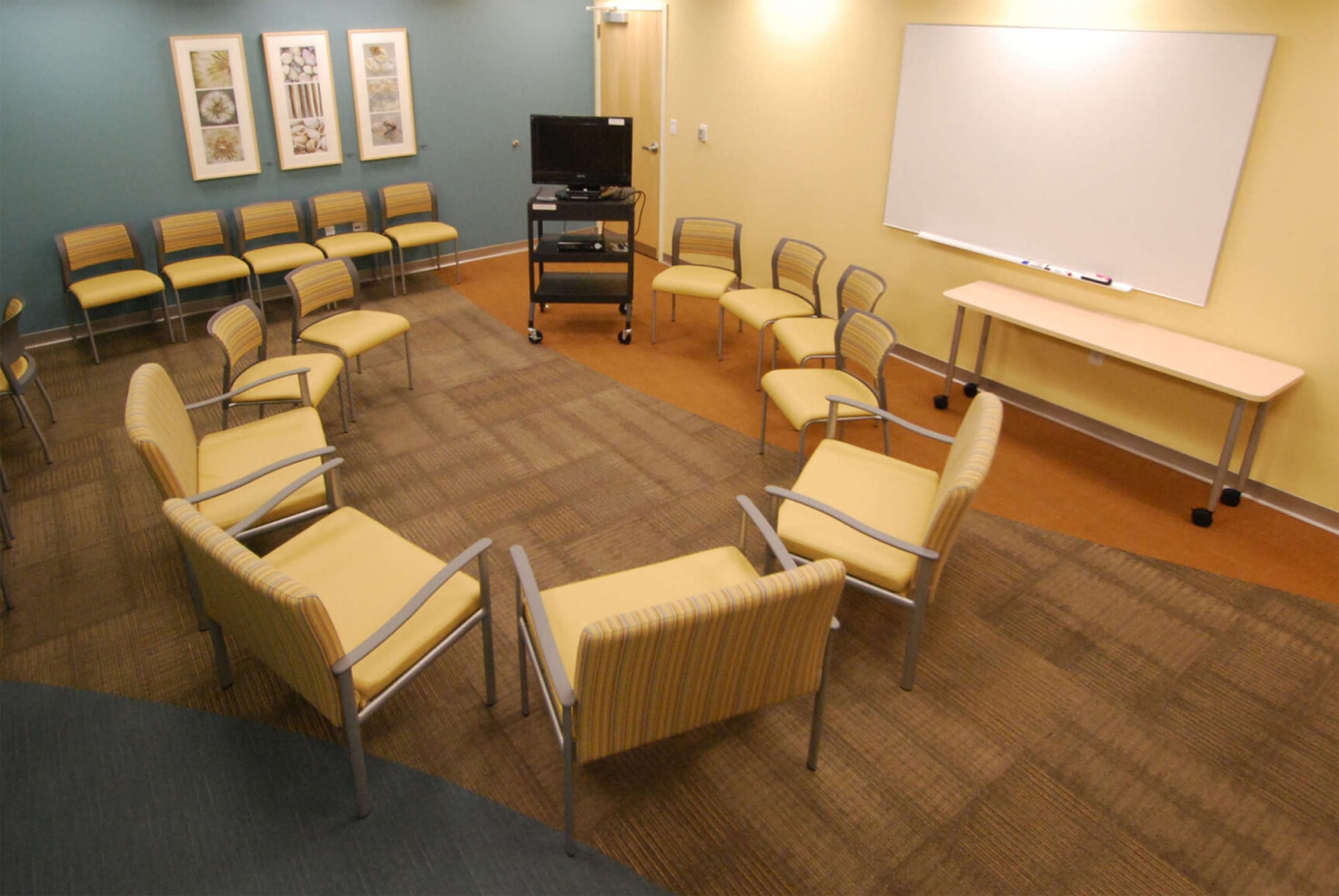 Room with chairs in a circle at the Hillcrest Mental Health Facility