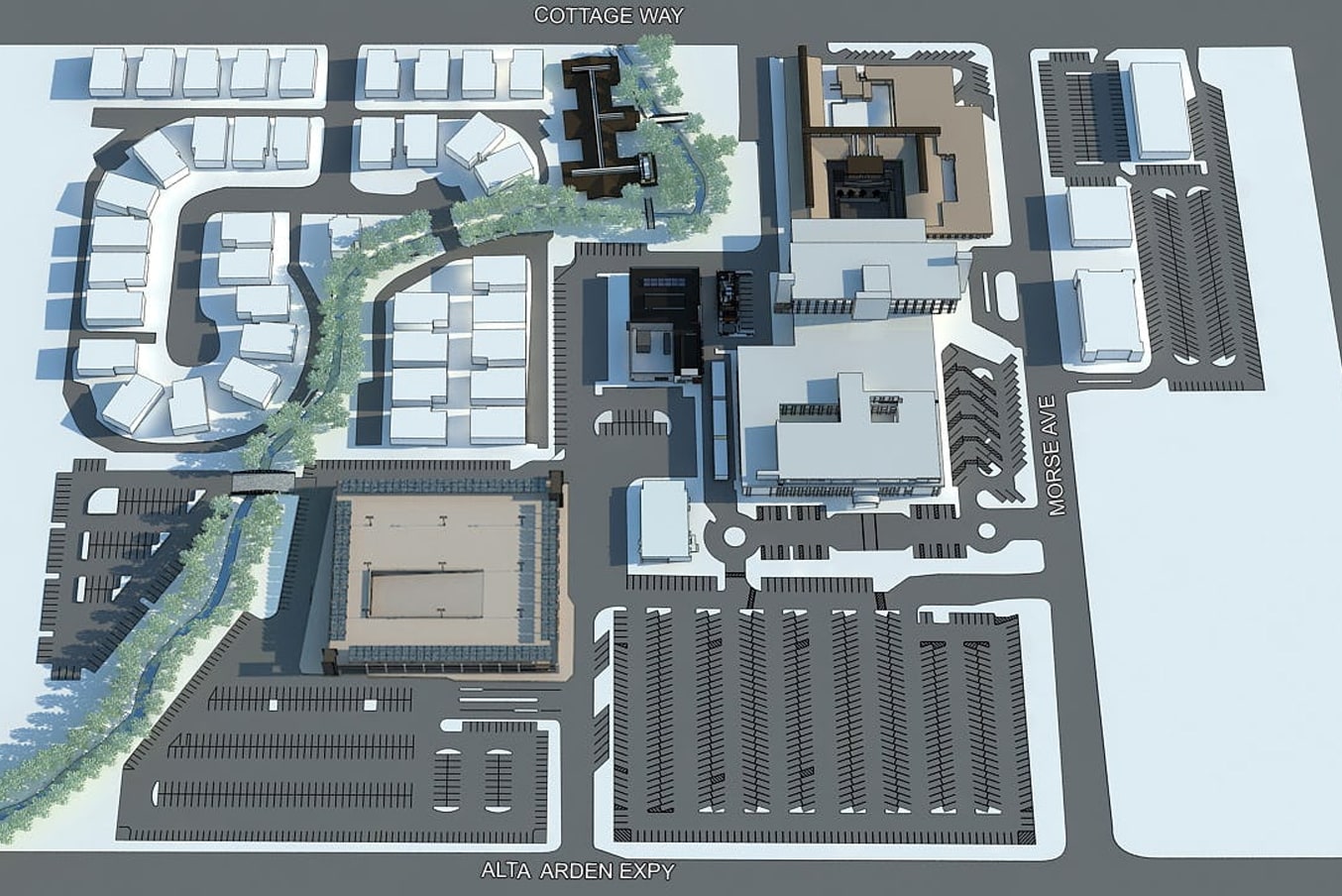 Aerial planning sketch of the Kaiser Permanente Central Utility Plant Sacramento Medical Center